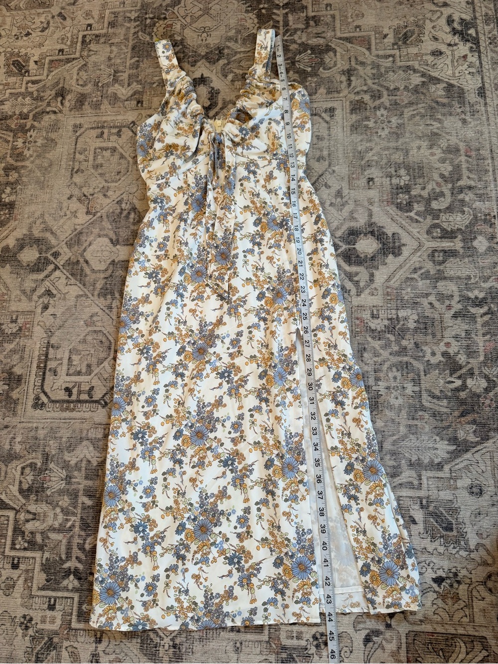 Abercrombie & Fitch Floral Tie Front Midi Dress | Cottagecore, Size SP - Picture 6 of 11